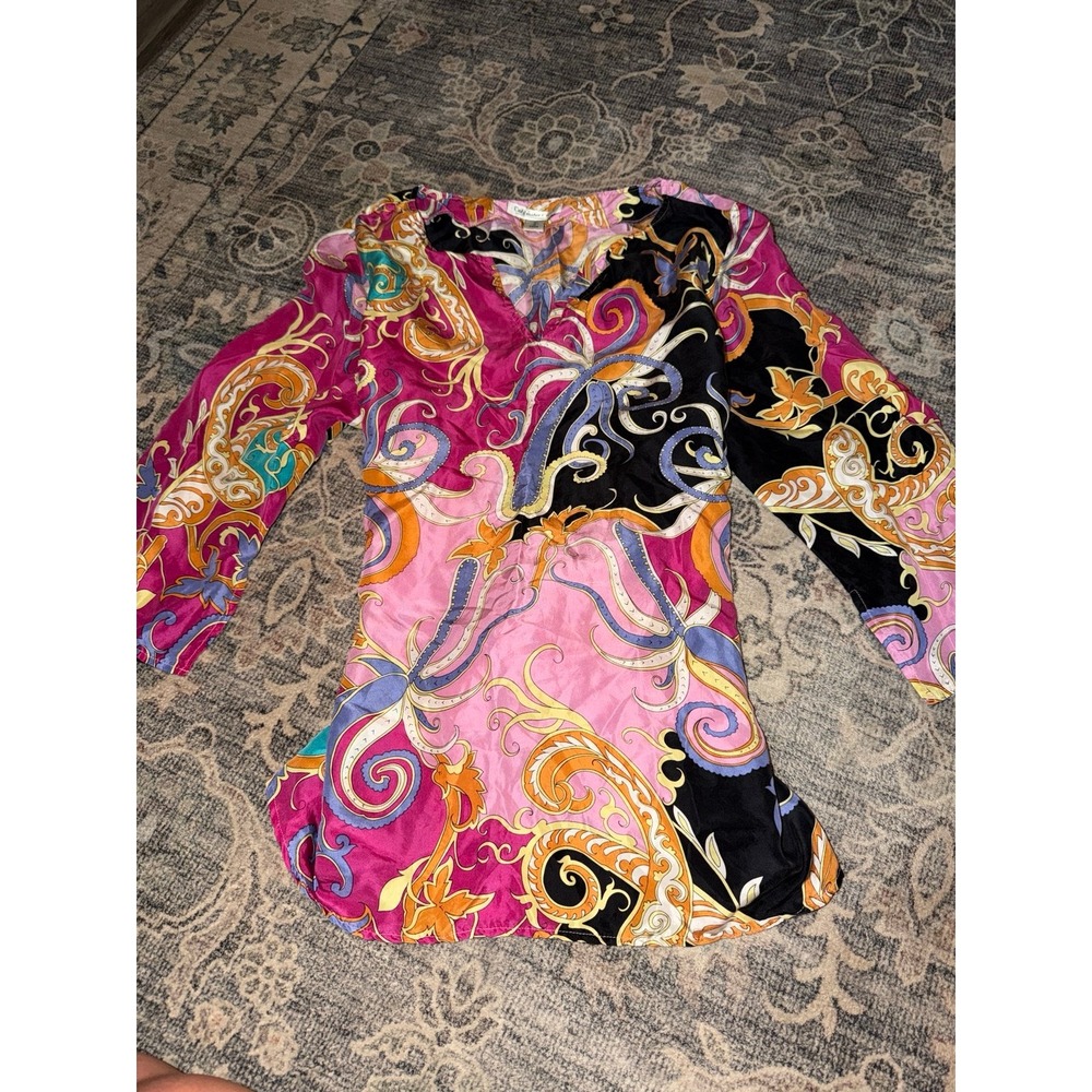 Vintage Y2K Silk Paisley Pucci Inspired Babydoll Top